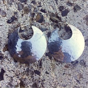Vintage Hammered Sterling Silver Crescent Earrings!
